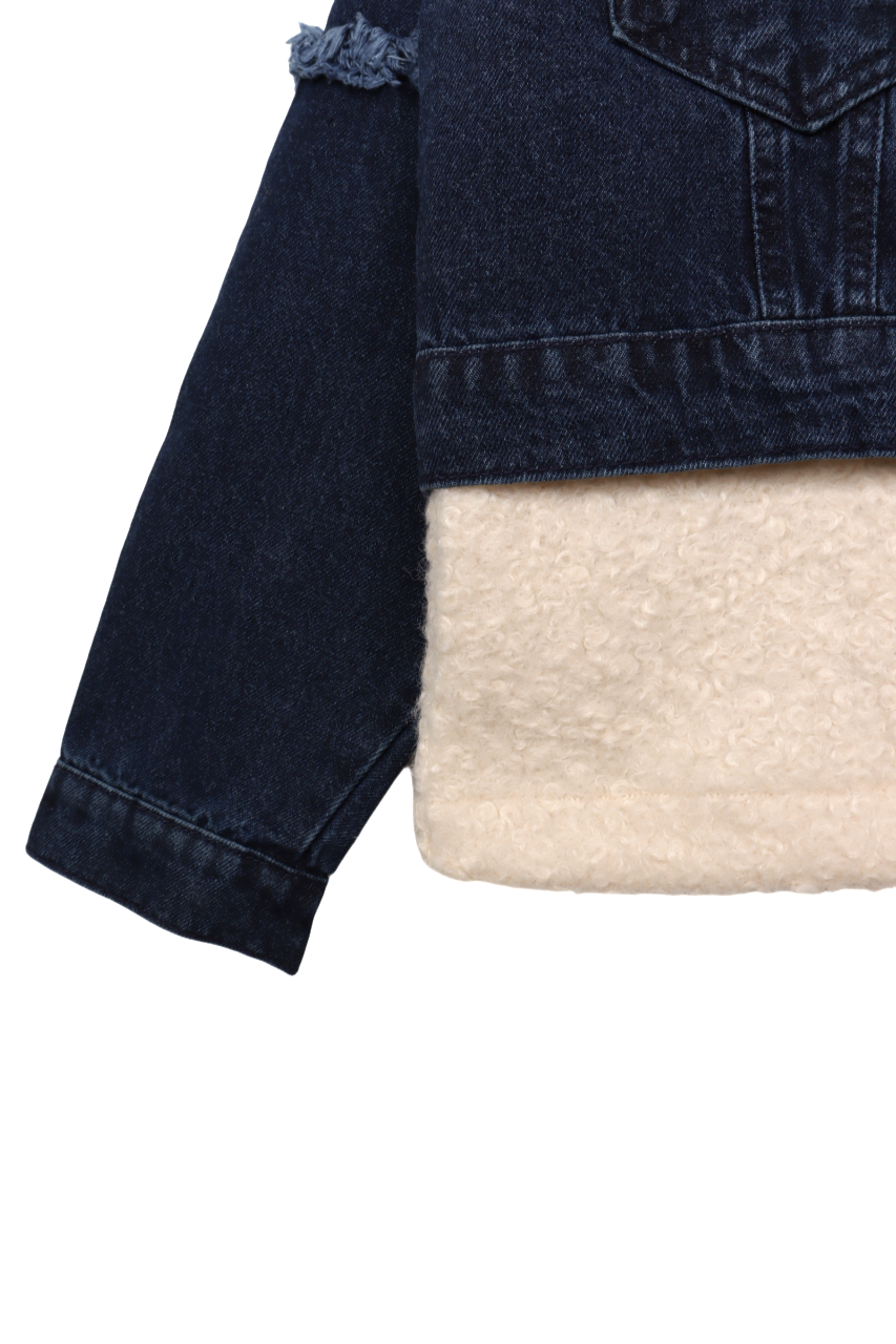 Denim-Panel Wool Jacket