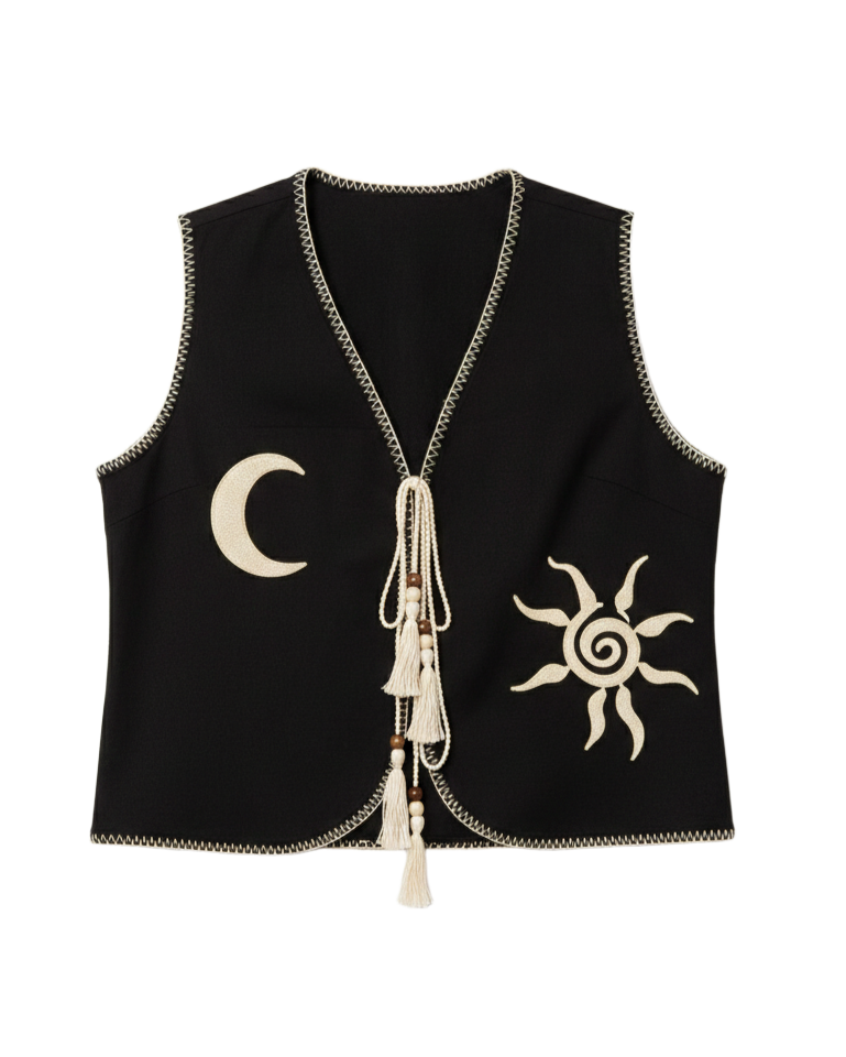 Sun & Moon Embroidered Vest