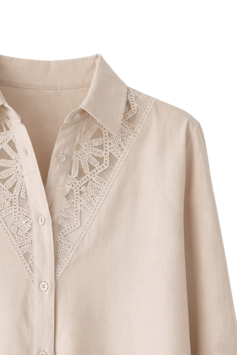 Embroidered Neckline Shirt