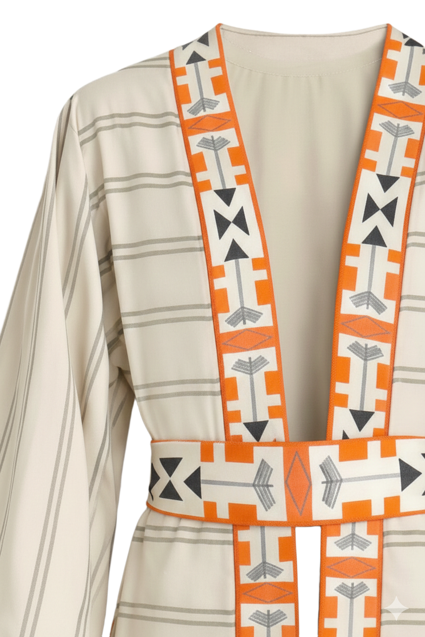 Geometric Border Kimono