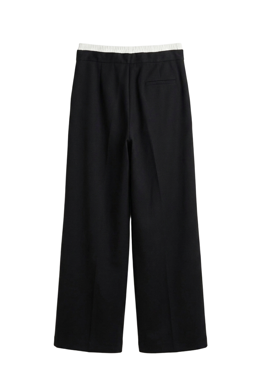 Contrast Double-Waistband Pants