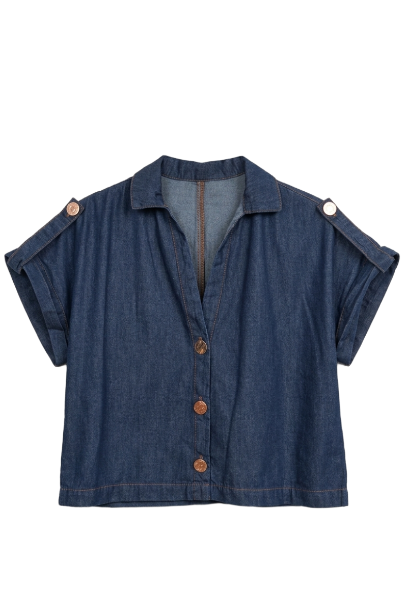 Short-Sleeve Denim Shirt