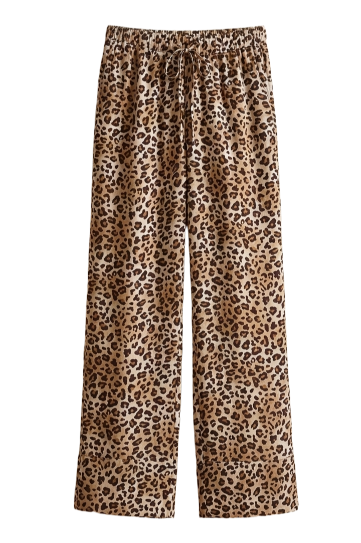 Leopard Pattern Drawstring Pants
