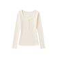 Fitted Cotton Blend Scoop Neck Buttoned Top