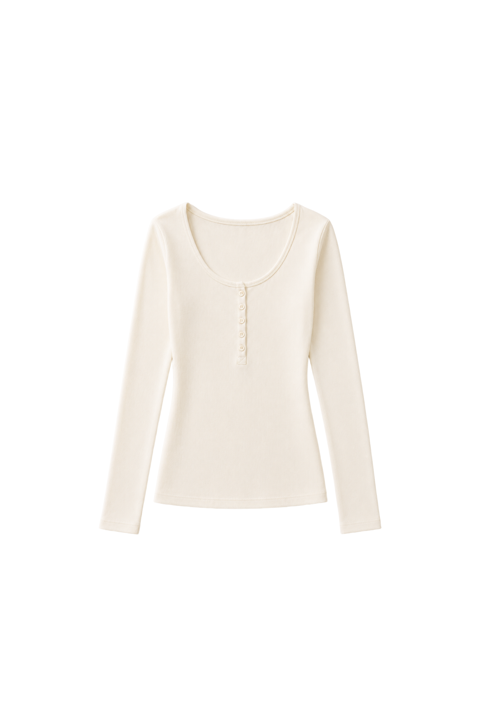 Fitted Cotton Blend Scoop Neck Buttoned Top