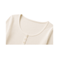 Fitted Cotton Blend Scoop Neck Buttoned Top