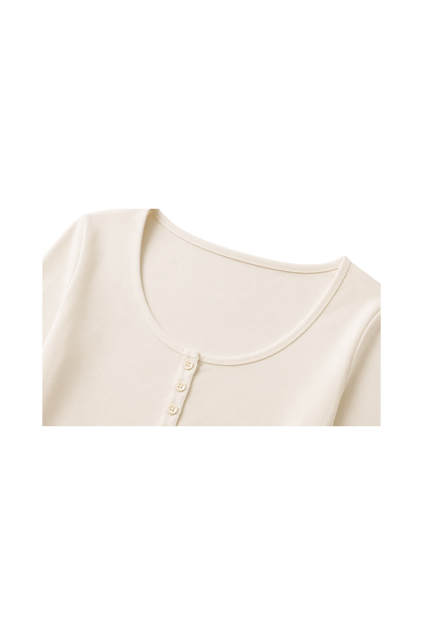 Fitted Cotton Blend Scoop Neck Buttoned Top