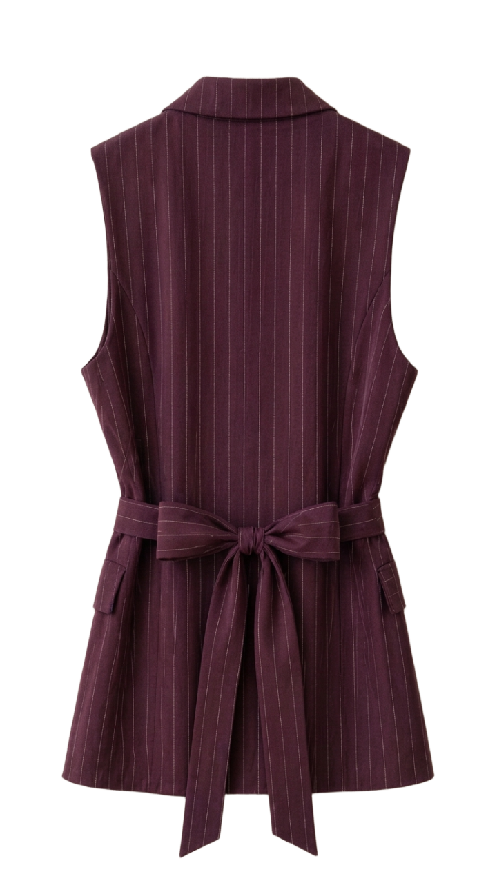 Pinstripe Tie-Back Vest
