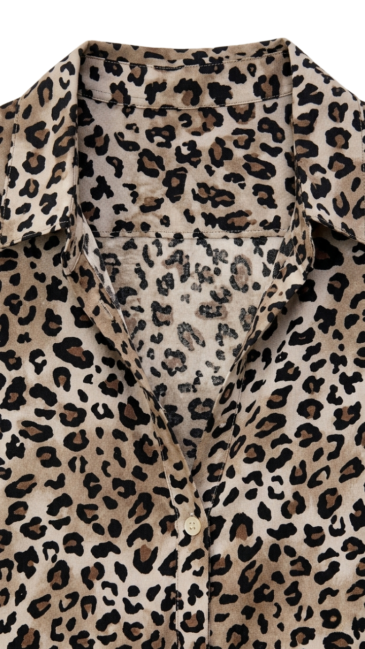 Leopard Print Maxi Shirt Dress