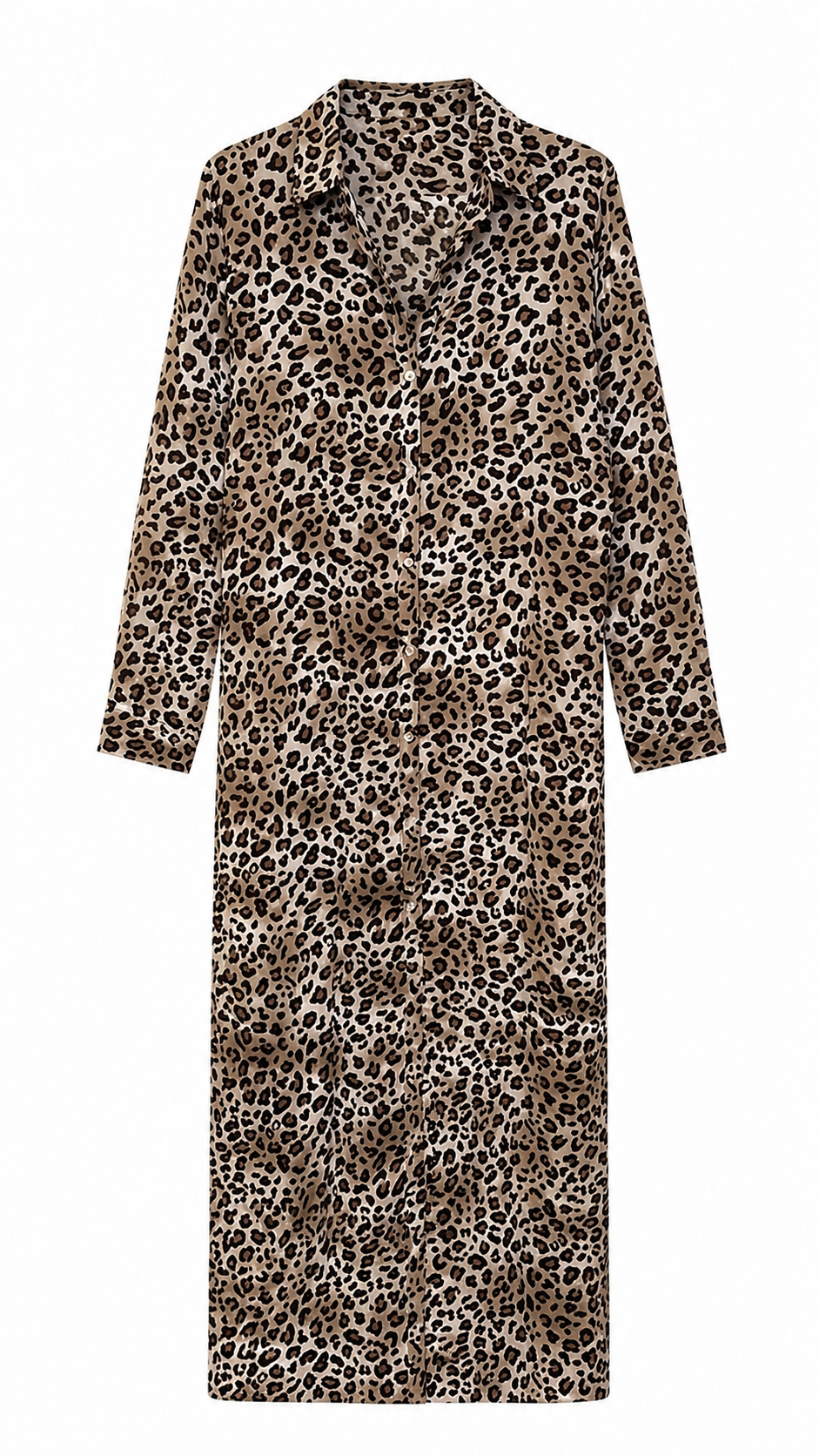 Leopard Print Maxi Shirt Dress