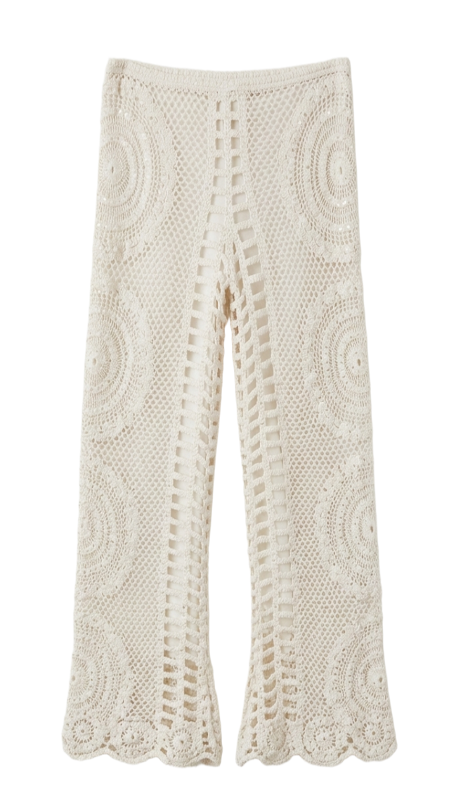 Embroidered Crochet Beach Pants