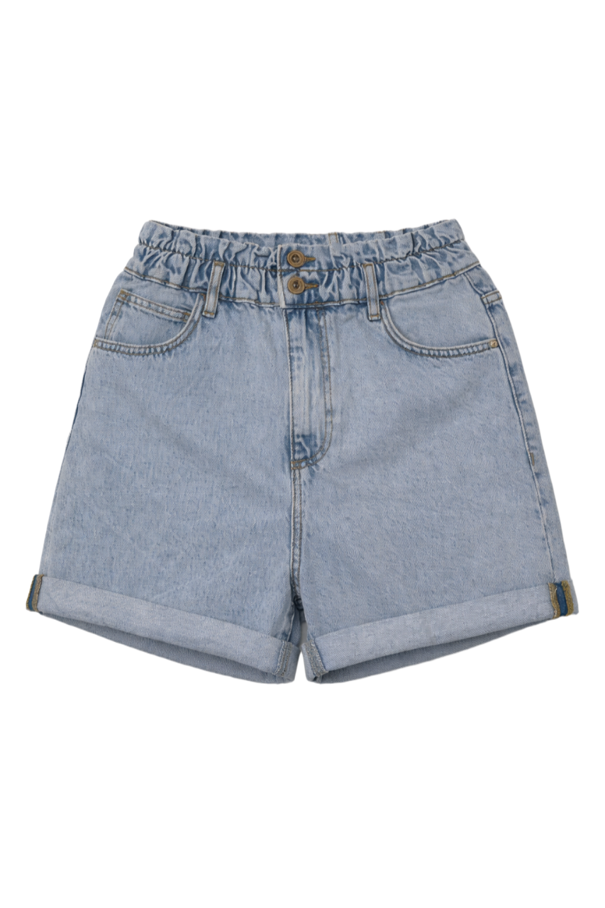 Double-Button Denim Shorts