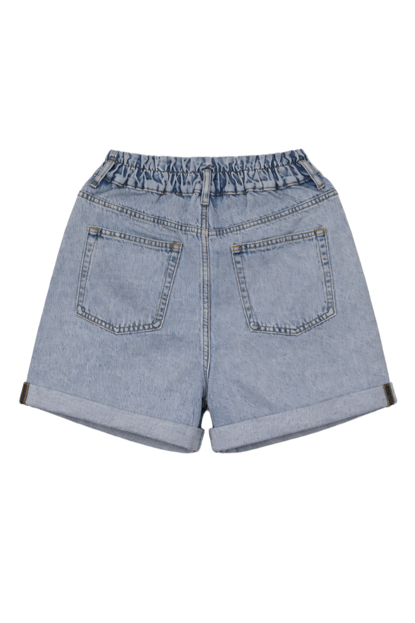 Double-Button Denim Shorts