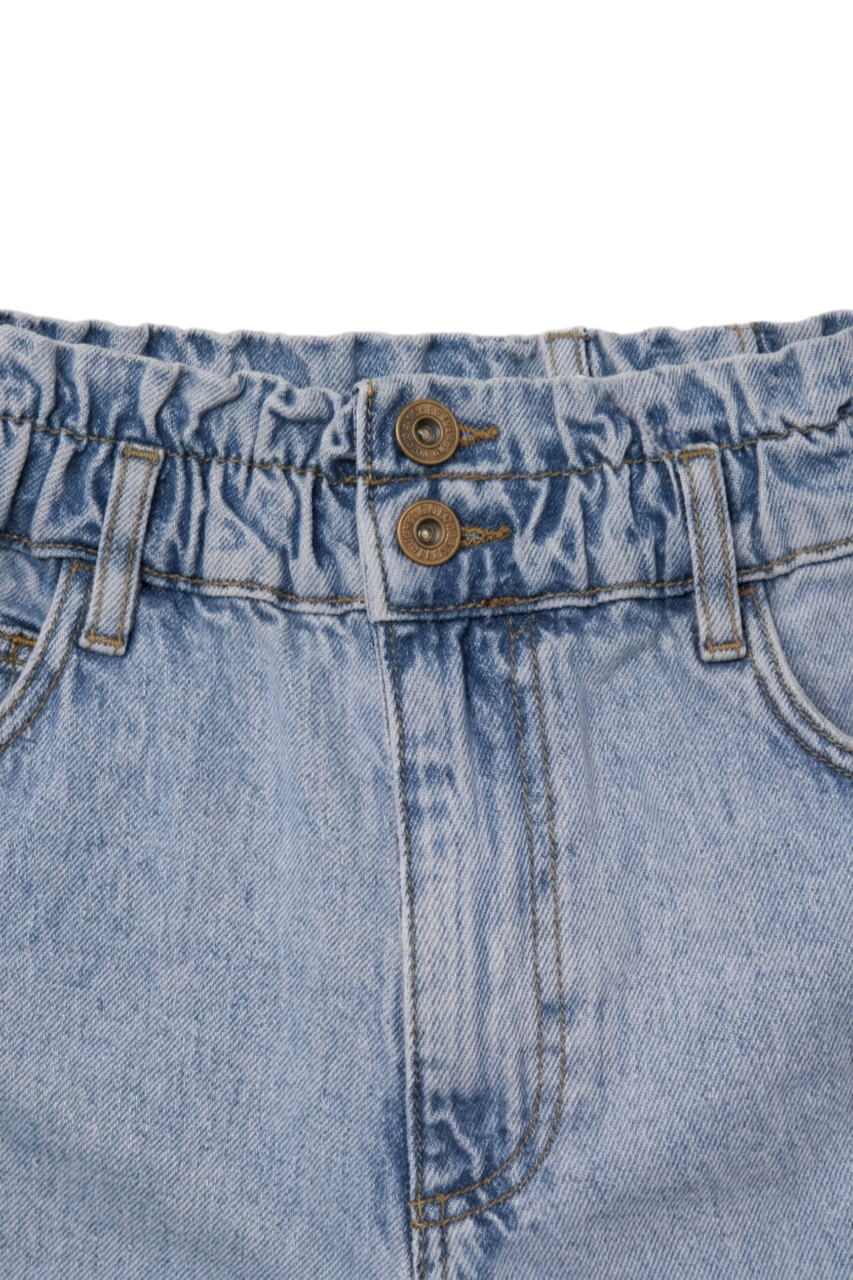 Double-Button Denim Shorts