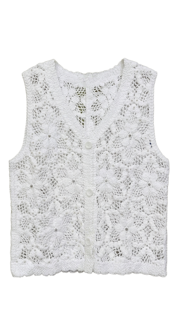 Cropped Crochet Beach Vest