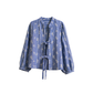 Tie-Front Embroidered Blouse