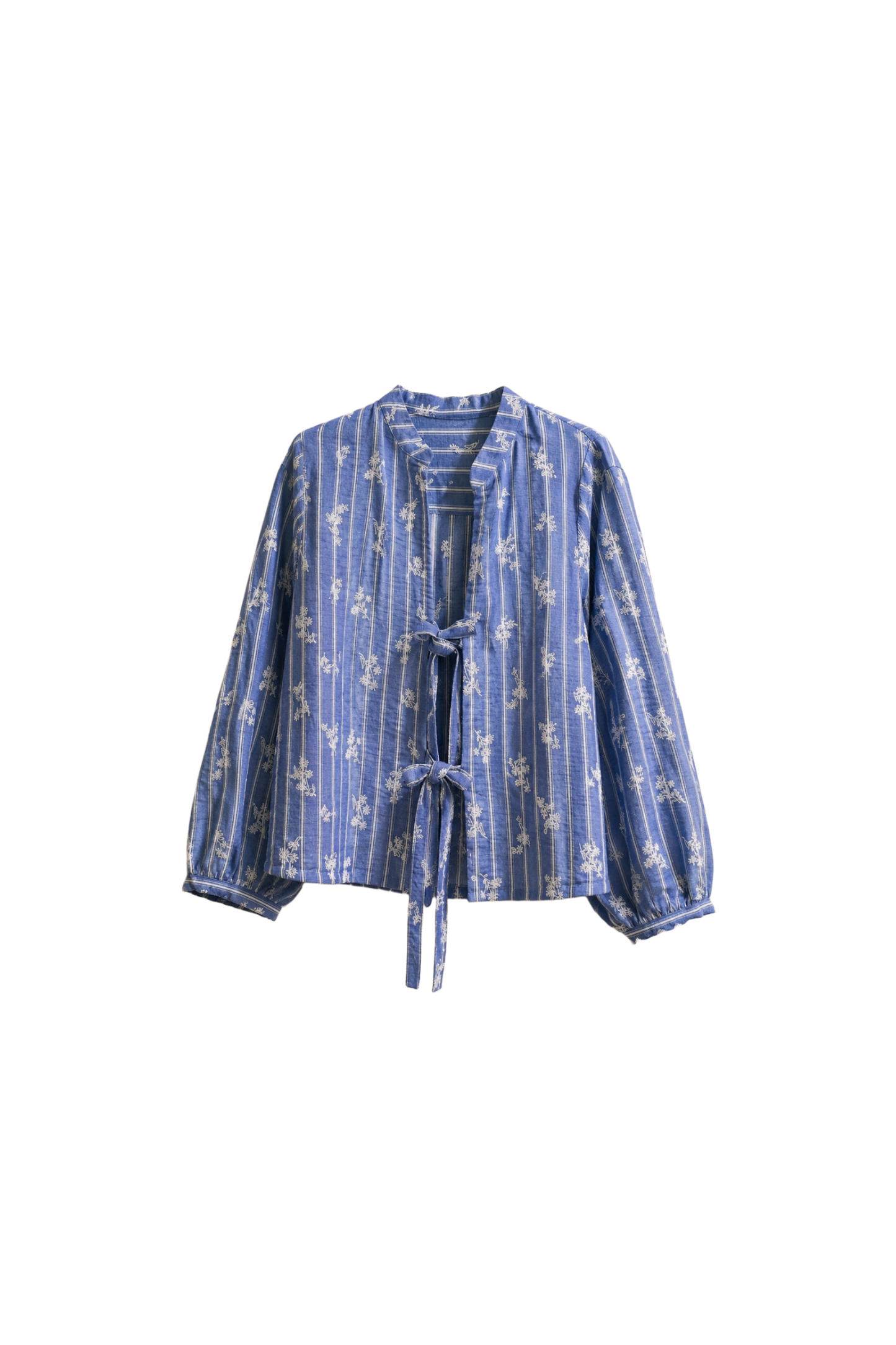 Tie-Front Embroidered Blouse