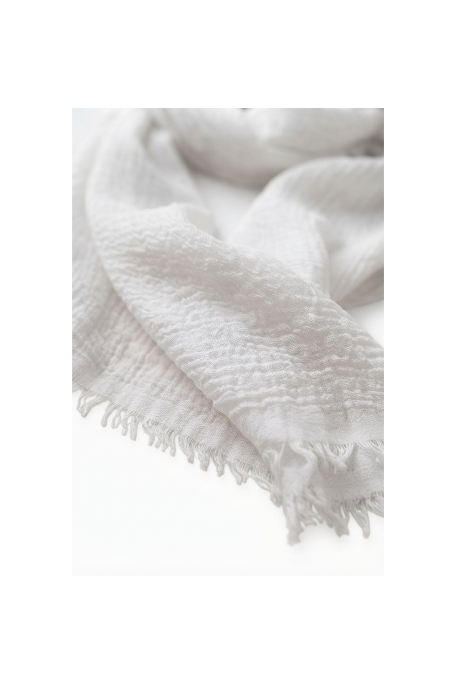 Lightweight Cotton Fringed Textured Woven Scarf