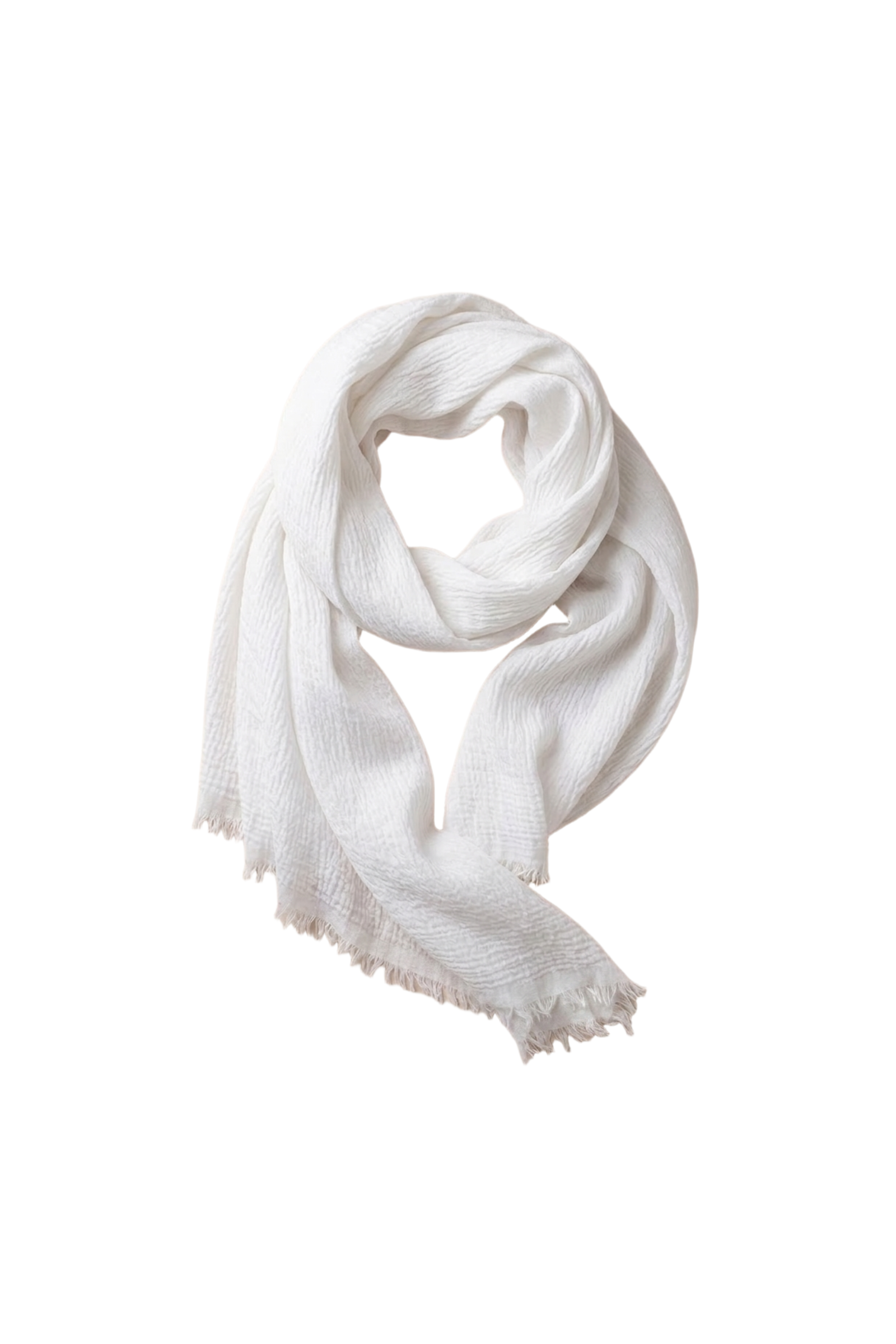 Lightweight Cotton Fringed Textured Woven Scarf