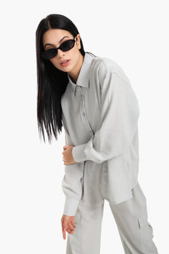 Lounge Shirt with Buttoned Slit
