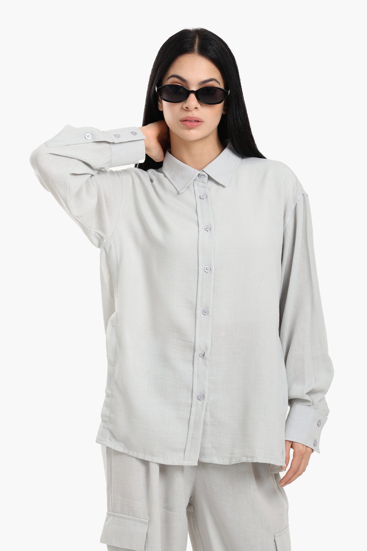Lounge Shirt with Buttoned Slit