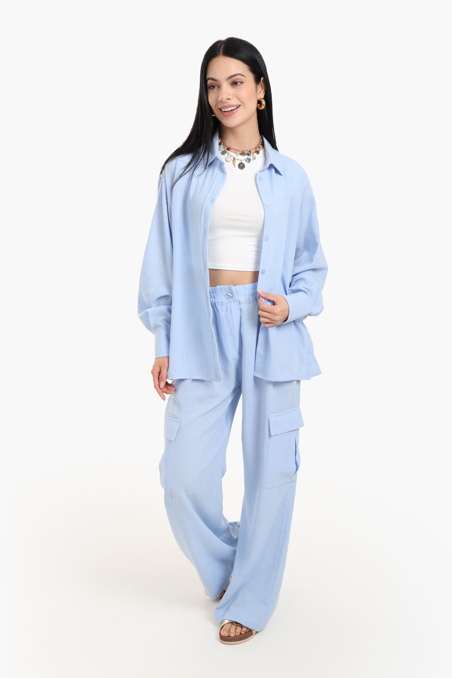 Lounge Shirt with Buttoned Slit