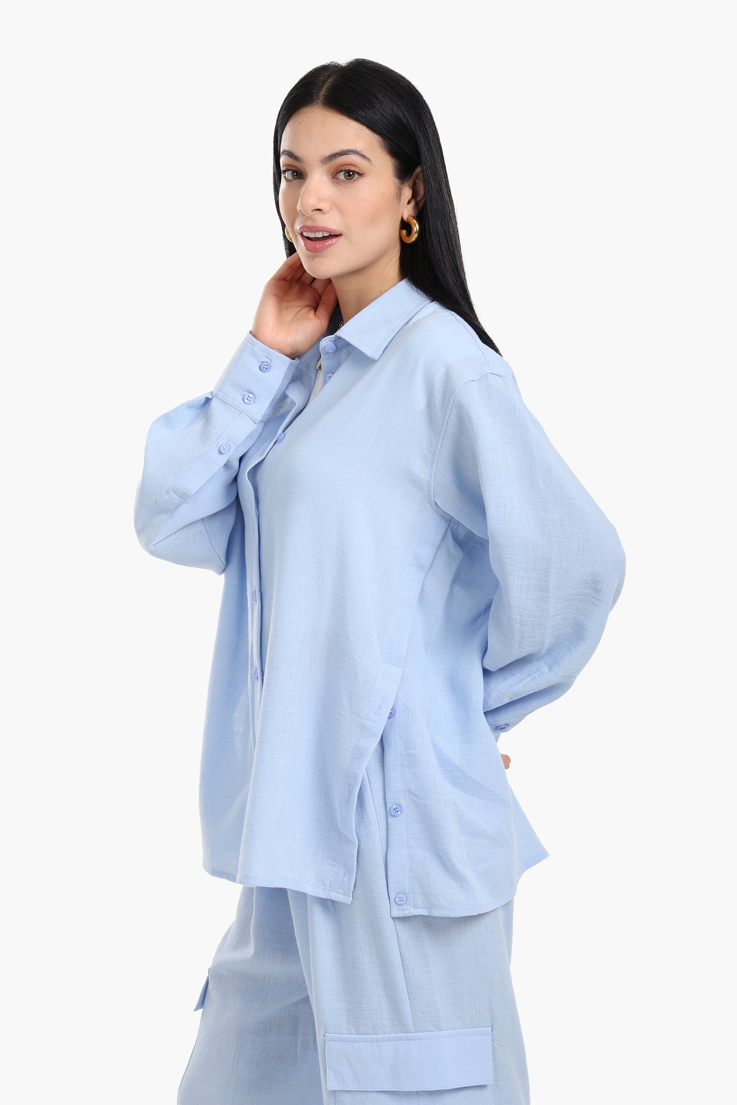Lounge Shirt with Buttoned Slit