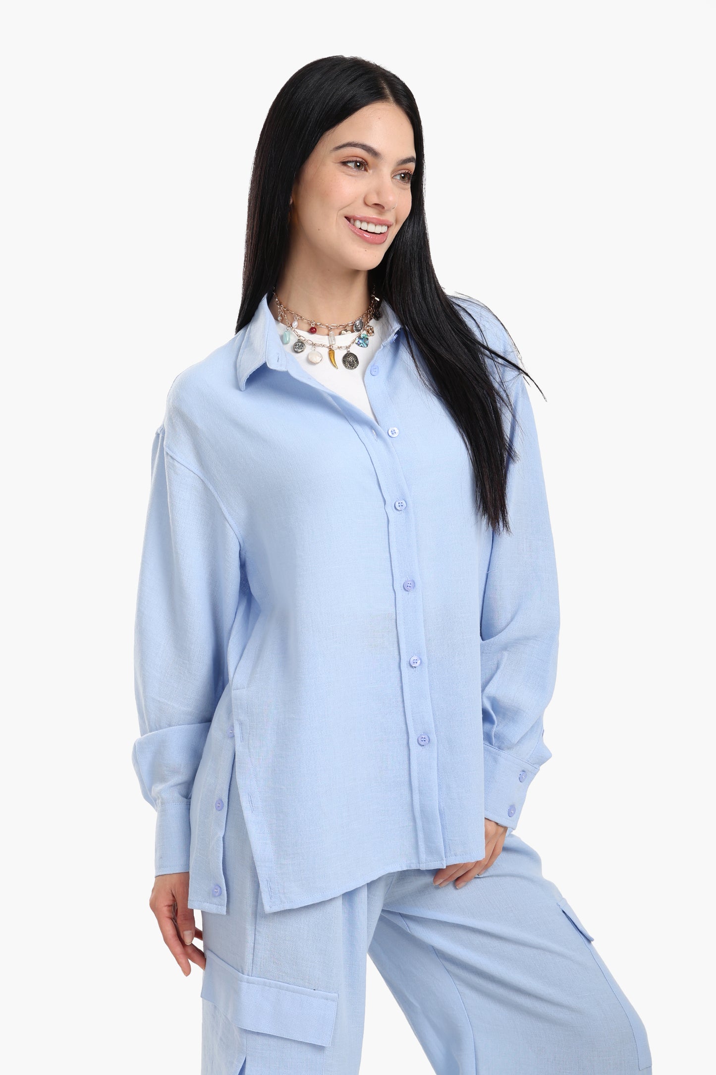 Lounge Shirt with Buttoned Slit