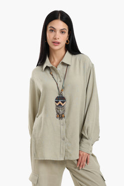 Lounge Shirt with Buttoned Slit