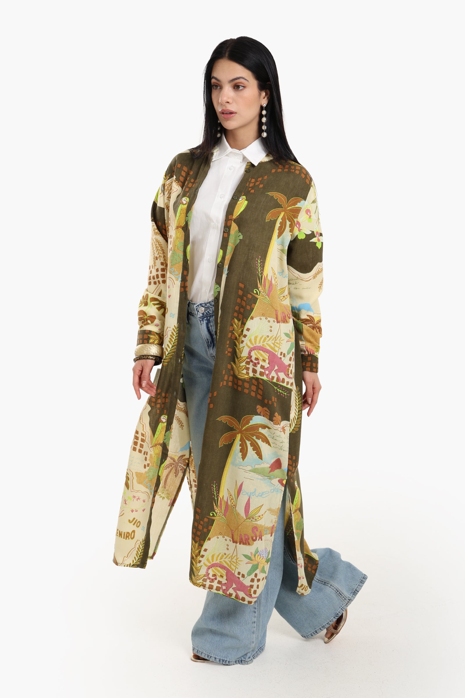 Mandarin Collar Shirt Dress