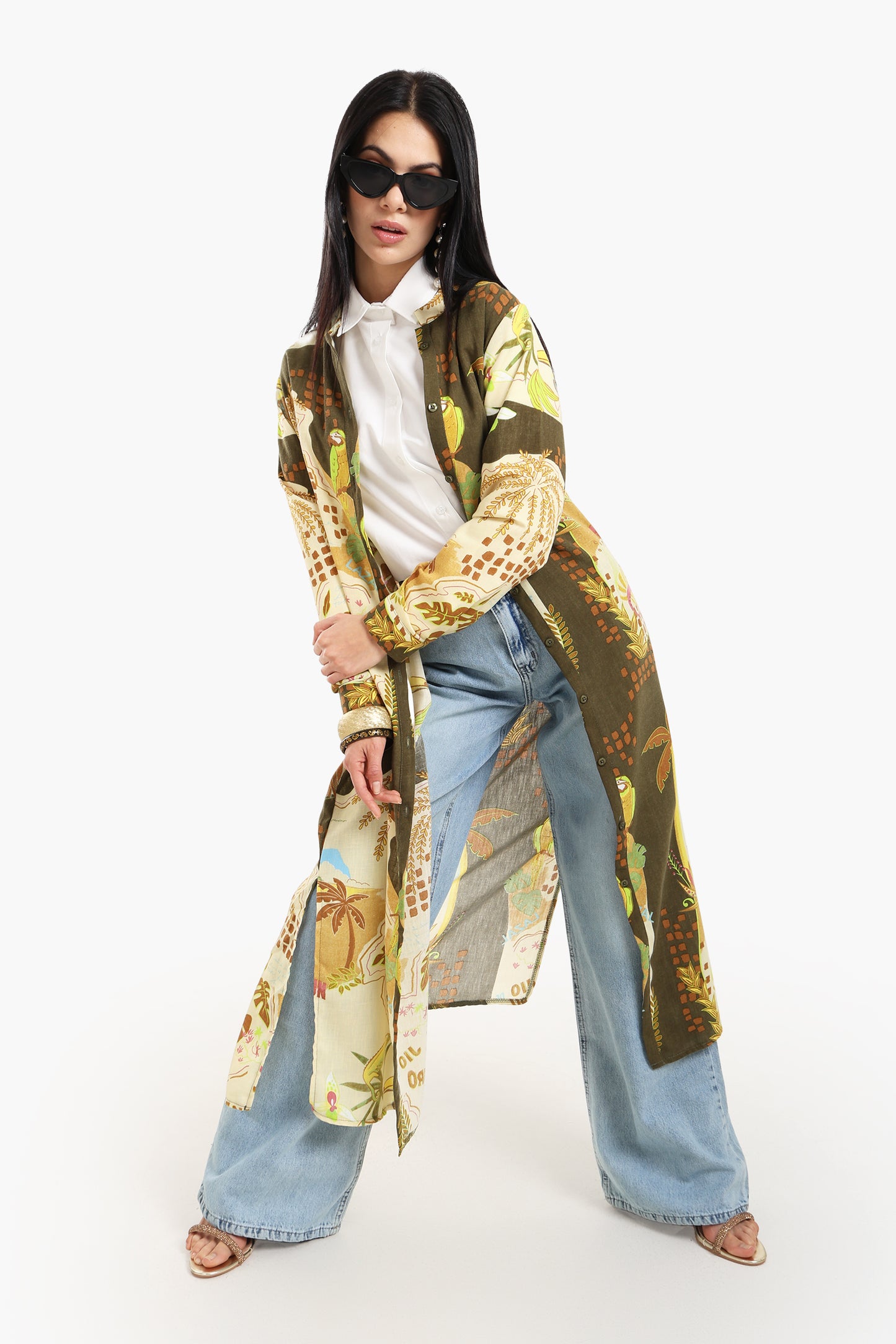 Mandarin Collar Shirt Dress