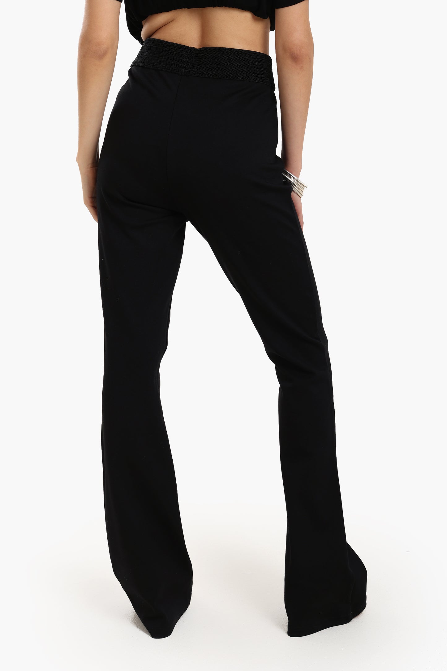 Black High Waist Piping Pants