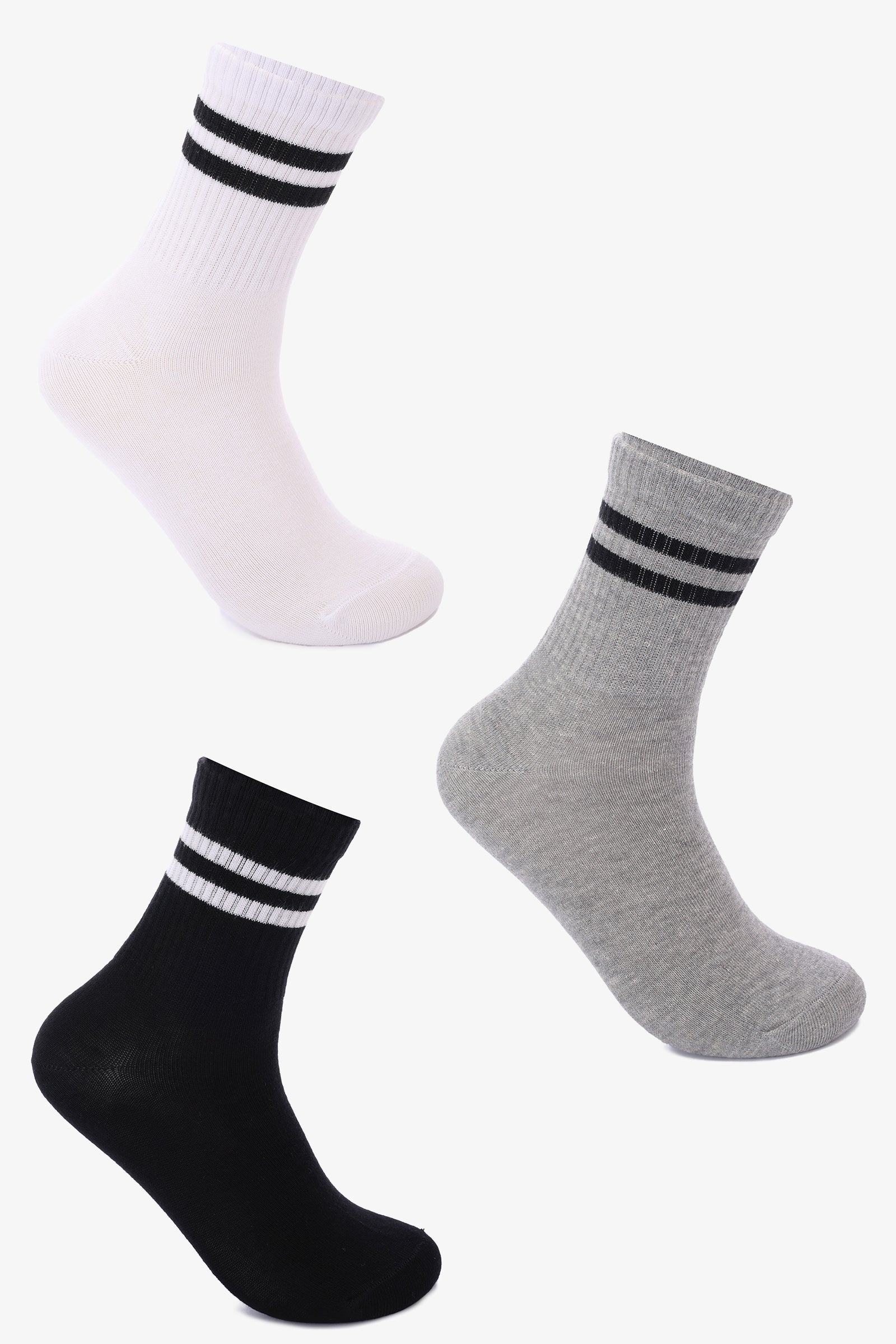 Contrast Striped Socks - 3 Pairs