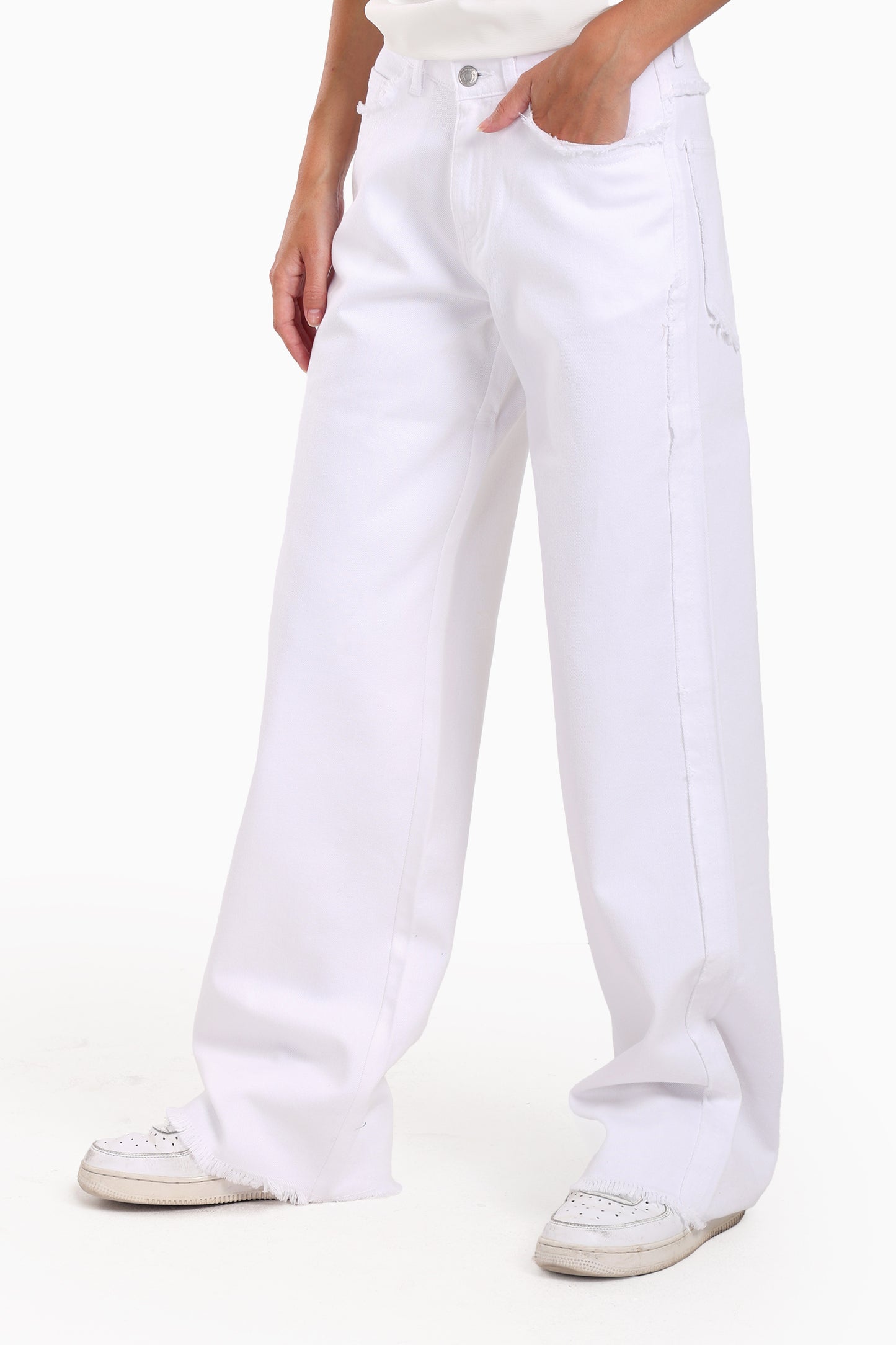 White Denim with Fringes