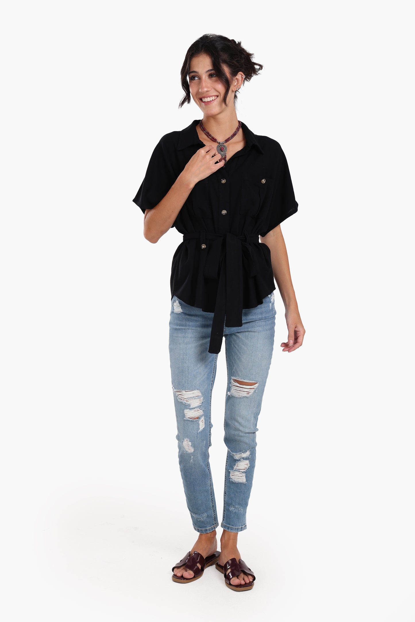 Utility Belted Lounge Top