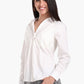 Collared V-Neck Poplin Shirt