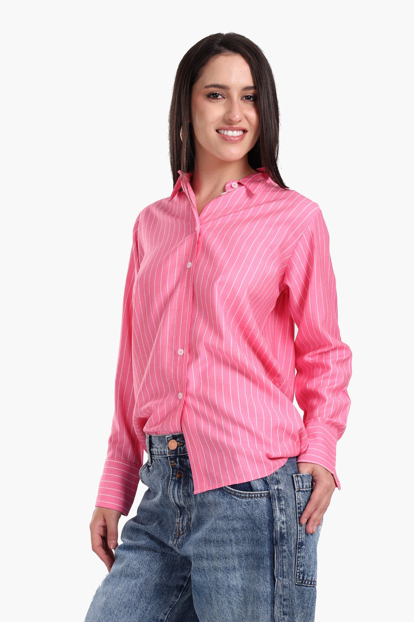 Hot Pink Striped Shirt