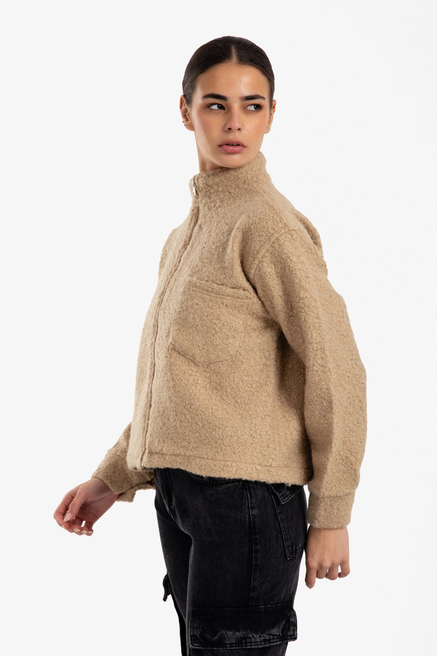 Stand Collar Wool Jacket