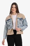 Denim-Panel Wool Jacket