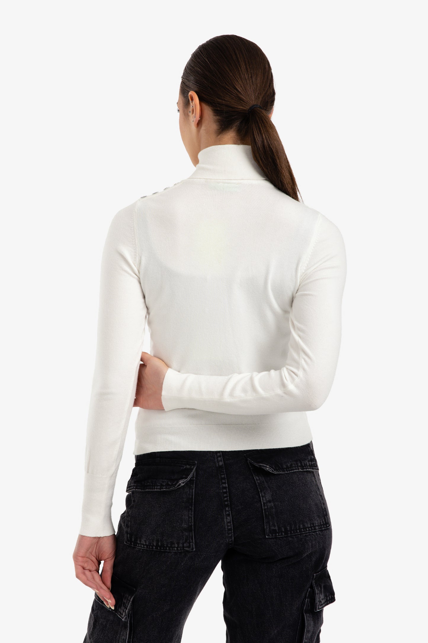 Stitched Buttoned Slim Pullover