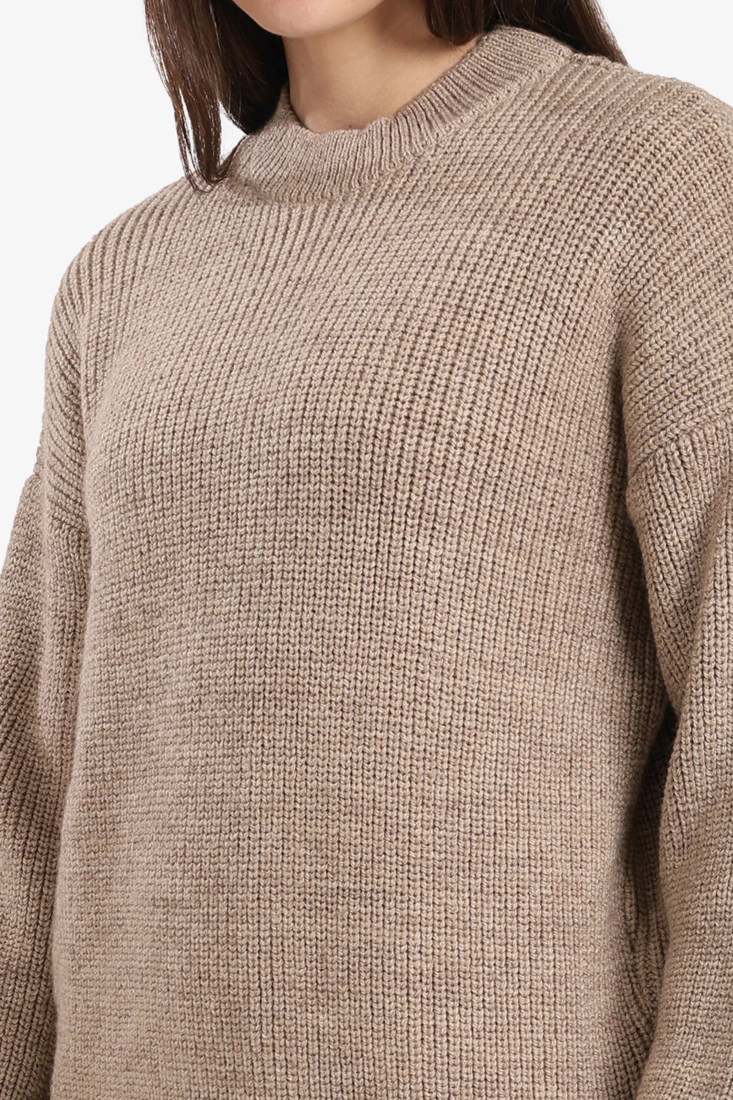 Ribbed-Trim Knit Pullover