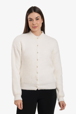 Crew-Neck Buttoned Cardigan