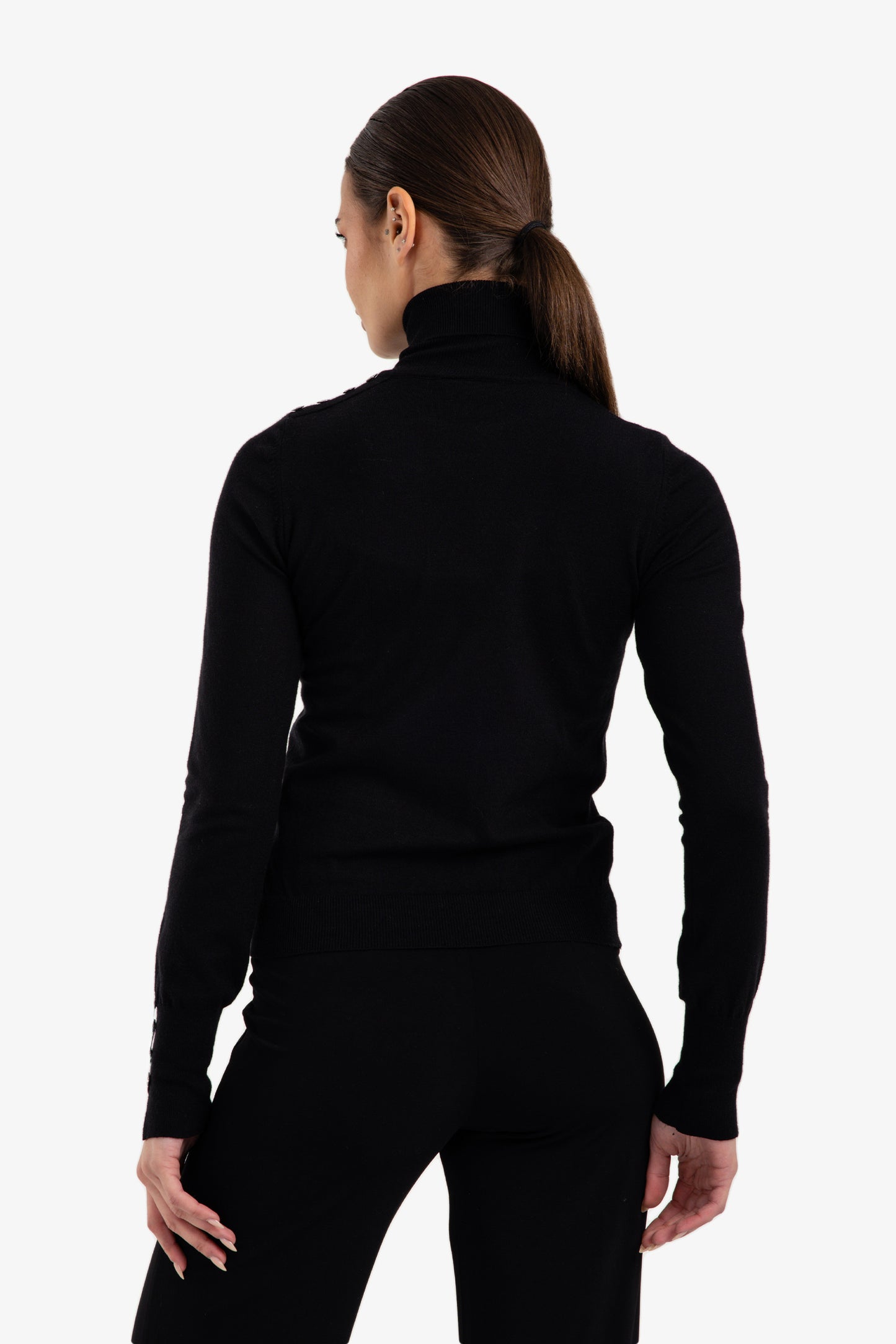 Stitched Buttoned Slim Pullover