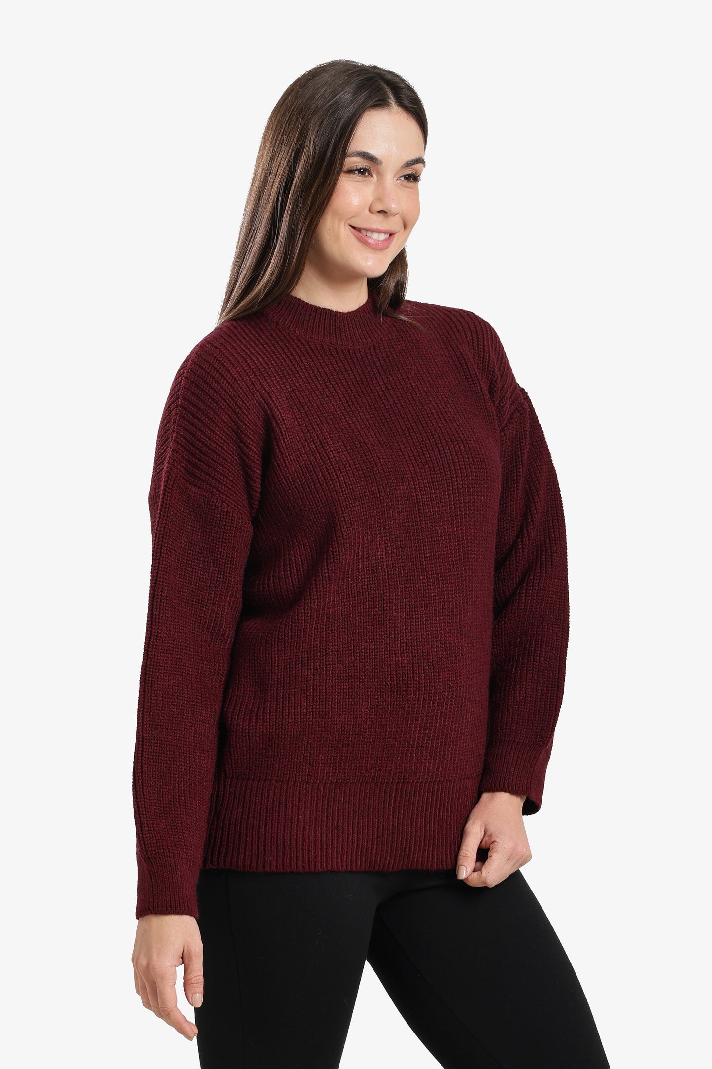 Ribbed-Trim Knit Pullover