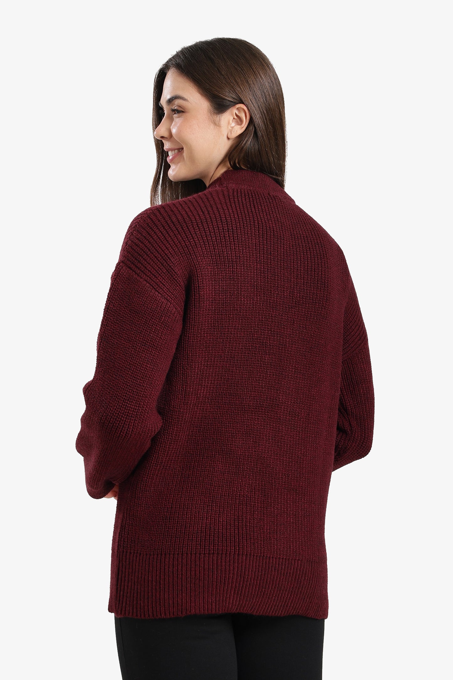 Ribbed-Trim Knit Pullover