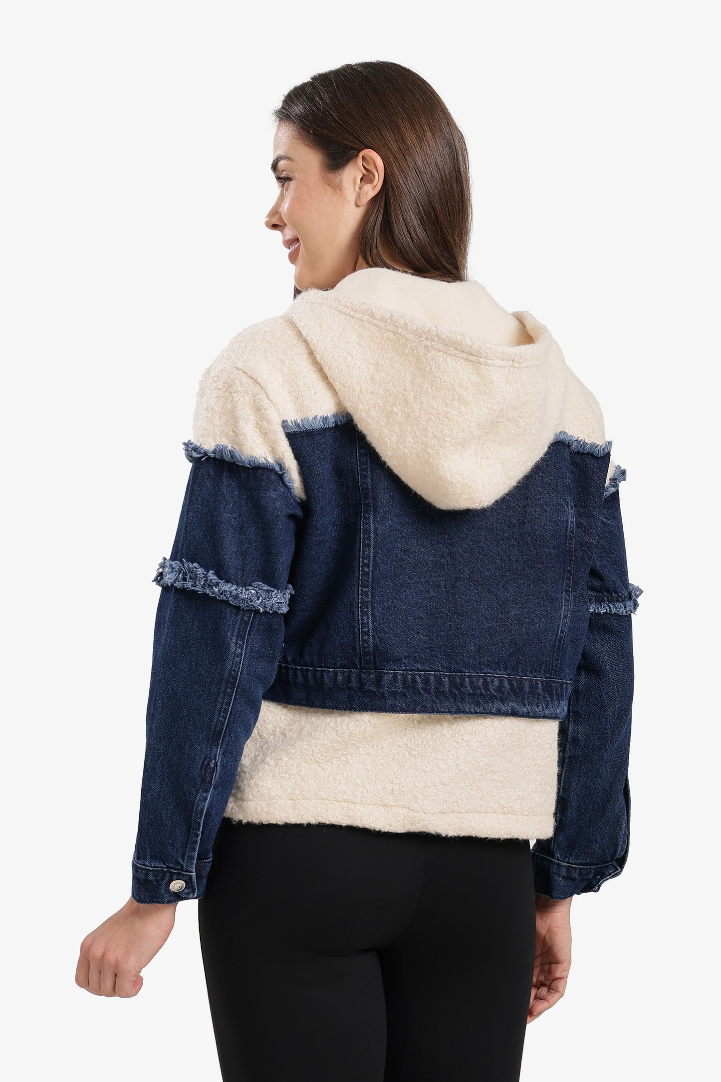 Denim-Panel Wool Jacket