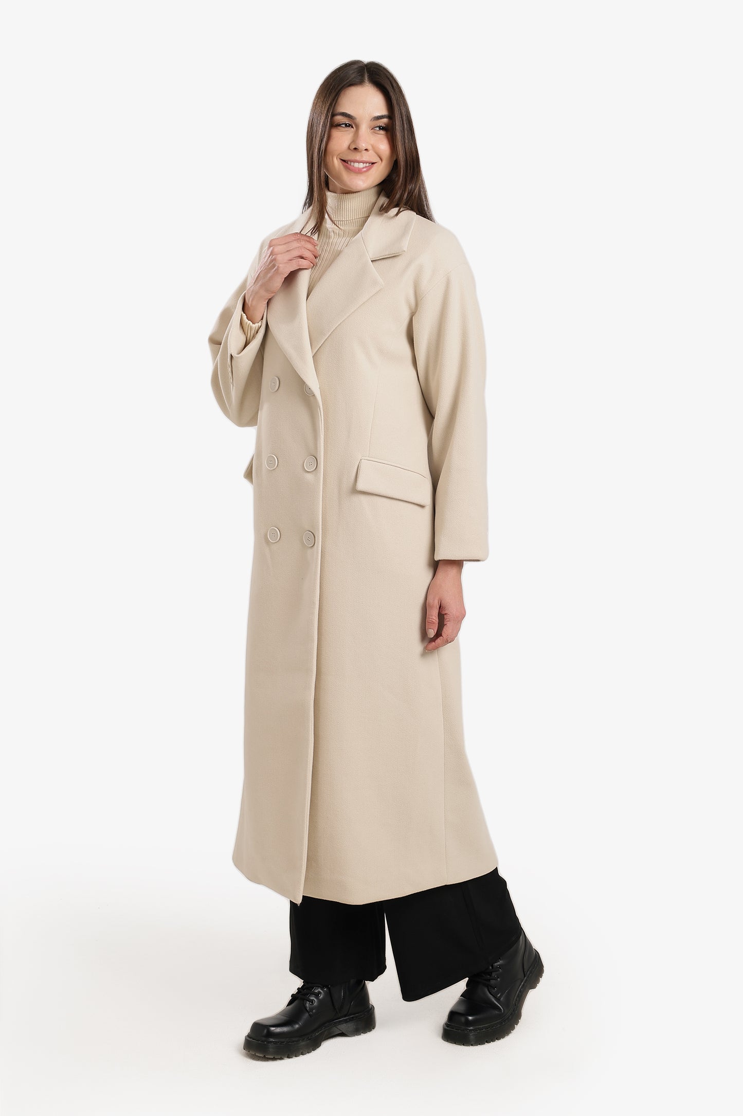 Midi Coat With Notch Collar