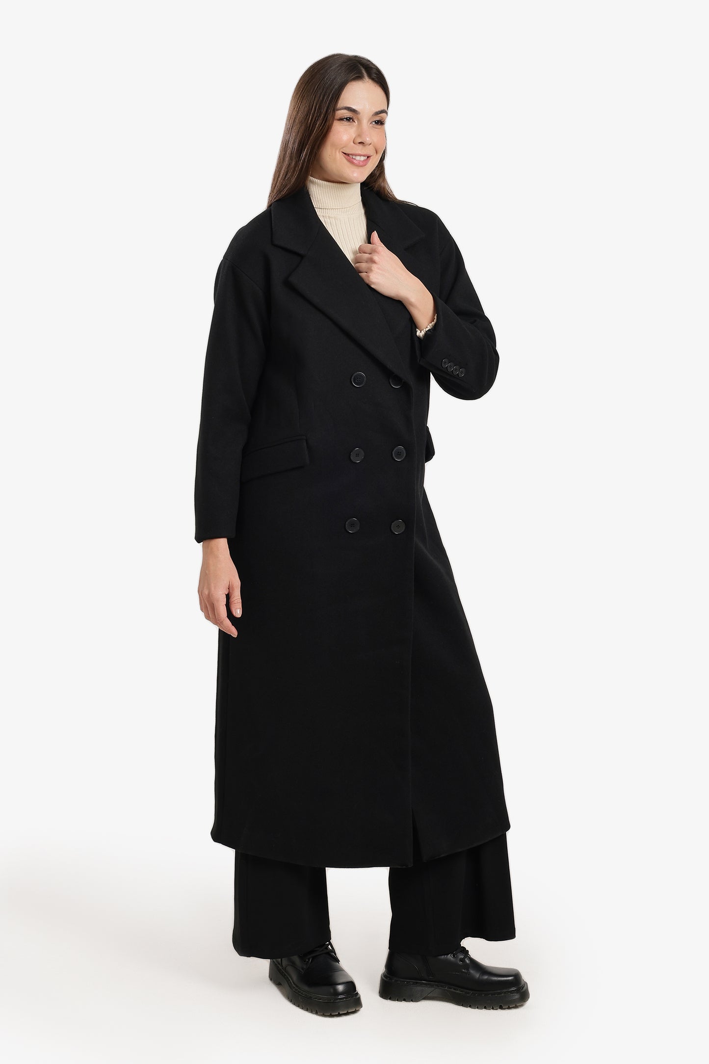 Midi Coat With Notch Collar
