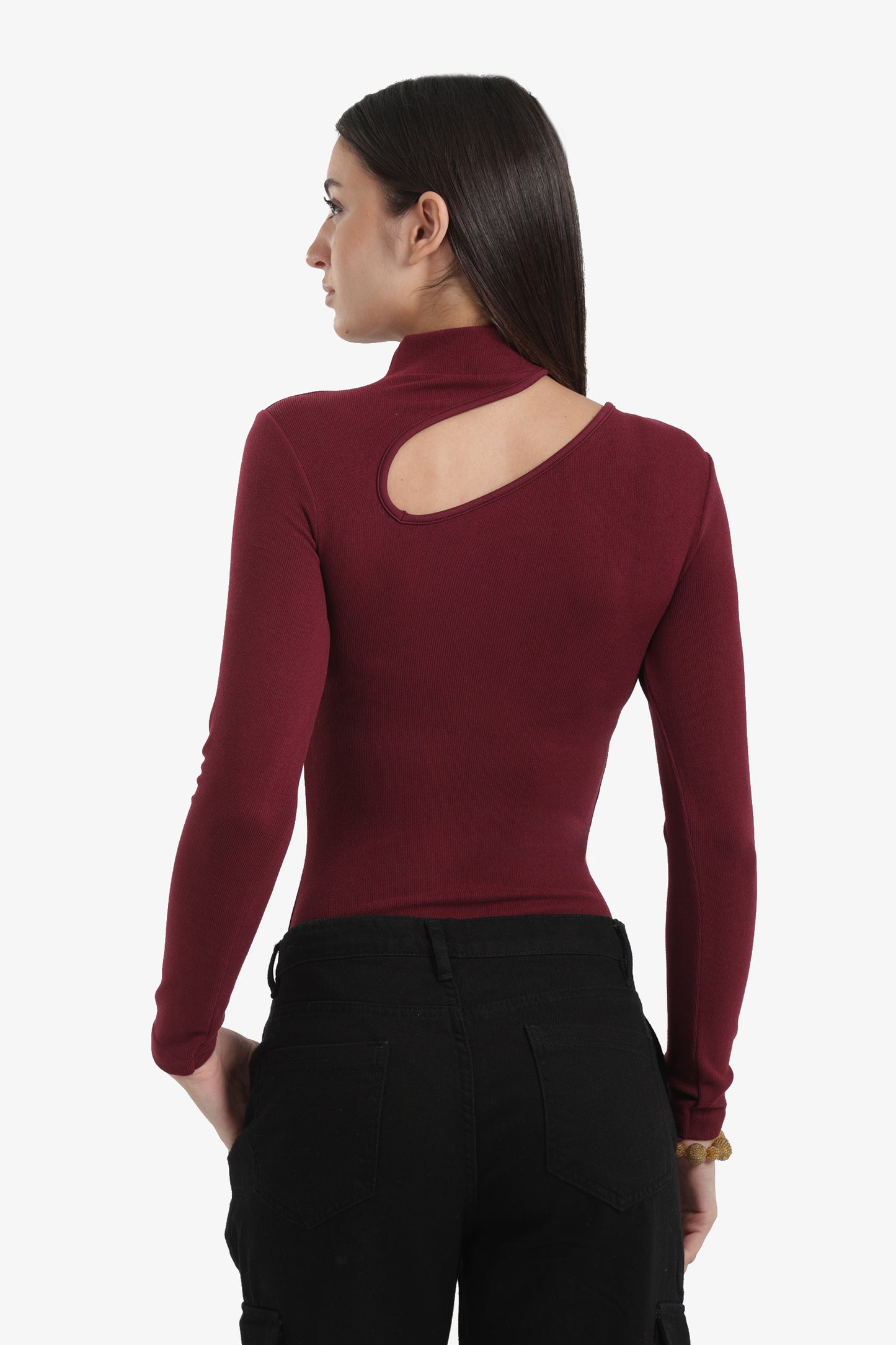 Ribbed Cutout Microfiber Bodysuit