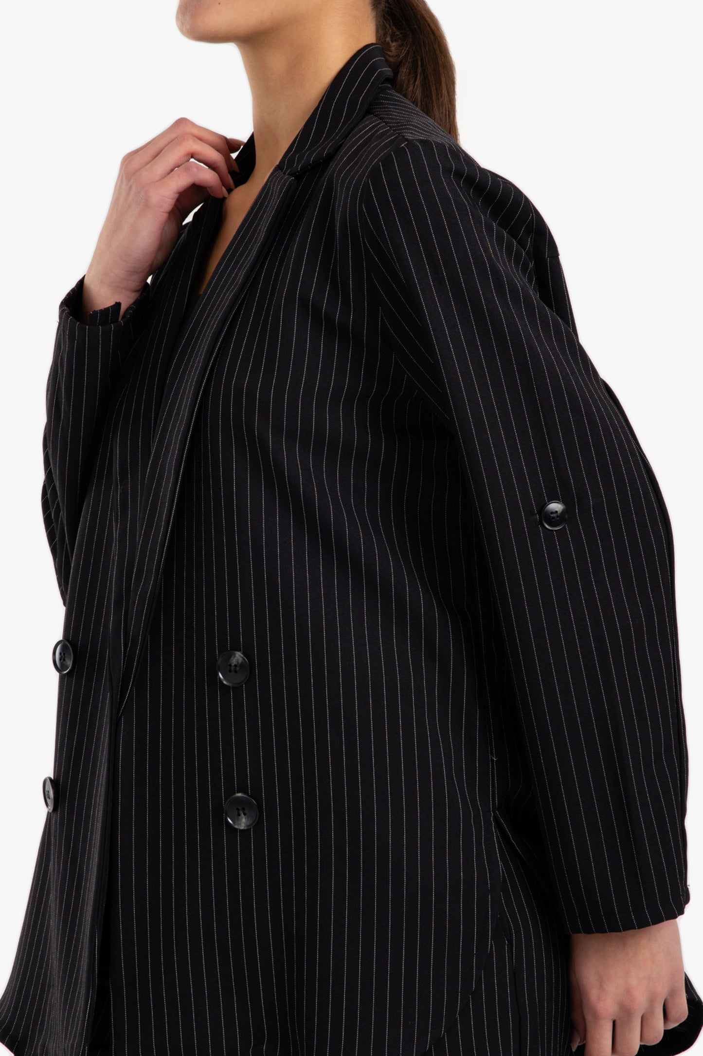 Notch Collar Striped Blazer